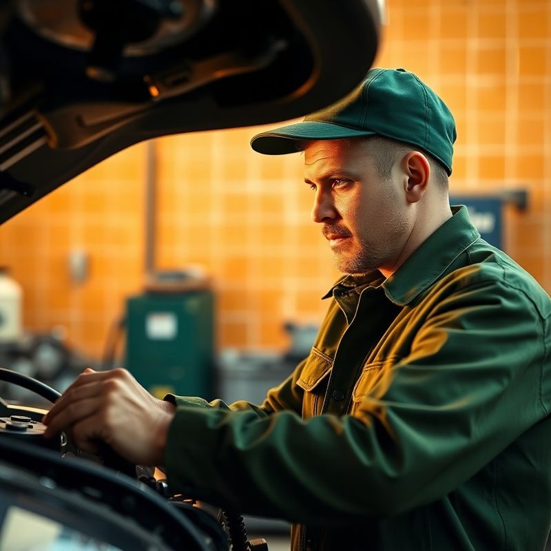 Mecánico realizando mantenimiento de motor